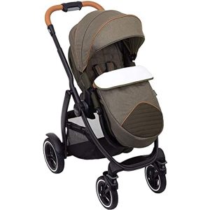 Graco Evo XT barnvagn (födelse i ca 3 år (0-15 kg) med lyxig fotmuff och regnskydd, khaki