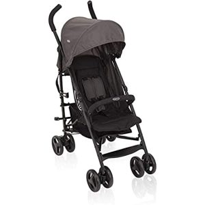 Graco Travelite buggy, ljus, liten vikbar, med liggande läge, oändligt justerbar ryggstöd, bärhandtag, idealiskt som resande medel, från födsel till 15 kg, barnvagn buggy grå, svart / grå