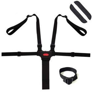 Amacoam 5 Point Rem Högerstol Barnskydd Bälte Barnbälte Barnbälte Barnbälte Högerstol med 2 axelplattor Justerbart bältesystem för barnvagn Barnvagn Buggy Black Child Protection Belt