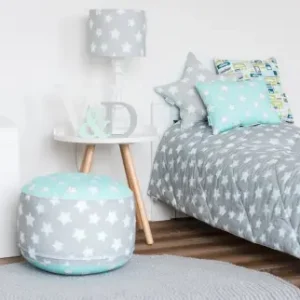 Sittpuff mint&grey stars