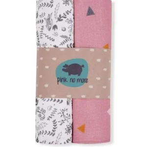 Snuttefilt muslin-bambu, botanic & pink, Pink No More – 2-pack
