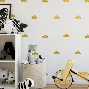 Väggklistermärken små guldmoln, set om 28 stycken