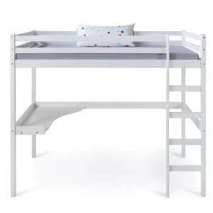 Vit loftsäng med skrivbord 90×200