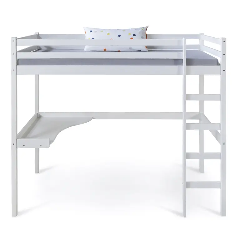 Vit loftsäng med skrivbord 90×200