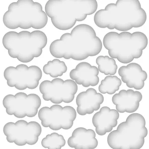 Babylove, grå moln wallstickers 22 st.