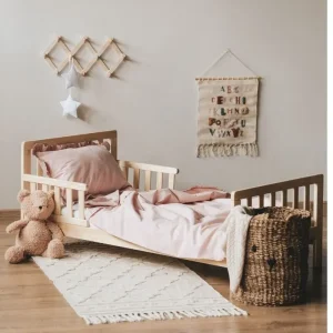 Babylove, naturfärgad juniorsäng med sidoskydd-Sky