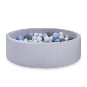 Ljusgrå bollhav BASIC, 90×30 med bollar (baby blå, grå, pearl,vit)