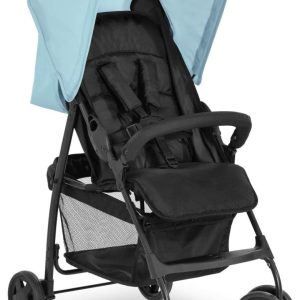Hauck Sport, lätt barnvagn upp till 18 kg med liggläge från födseln, enkel och kompakt fällning, bygel och stor shoppingkorg – svart ljusblå