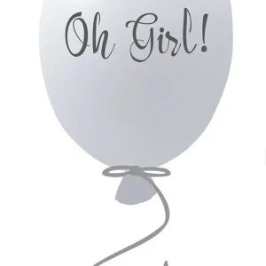 Väggklistermärke partyballong Oh girl, grey
