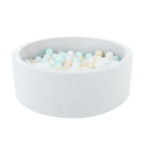 Ljusgrå bollhav BASIC, 90×30 med bollar (vit, beige, mint)