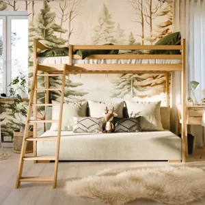 Loftsäng med utfällbar soffa Selma 90×200/140×200