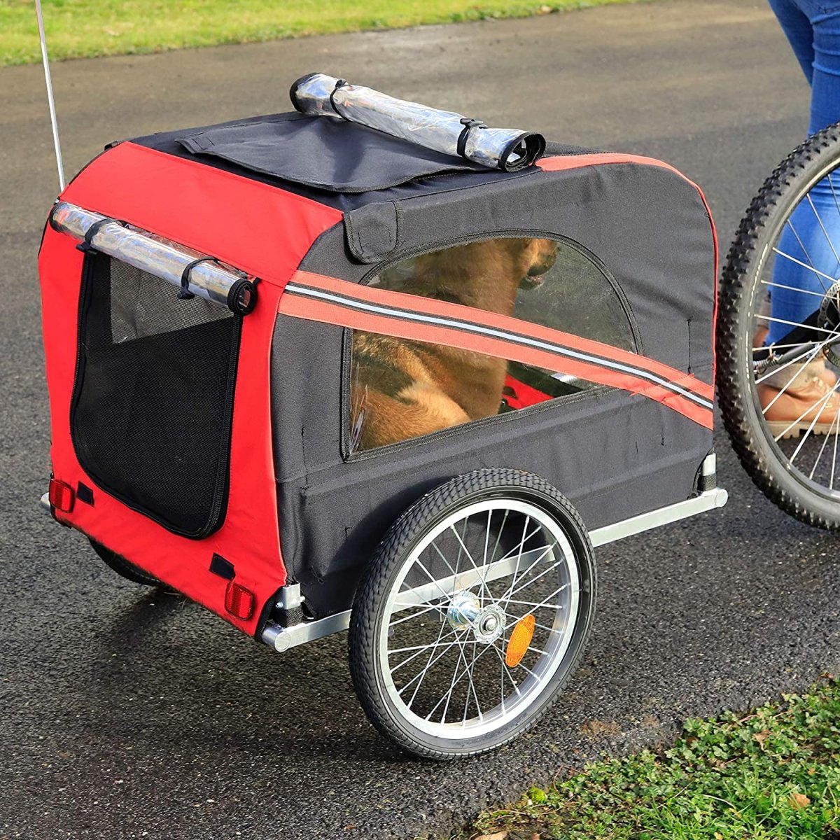 Dibea PT10755 Cykeltrailer, En Storlek, Röd, Svart - Bild 4