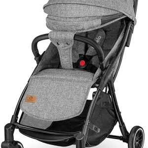Lionelo Julie One Buggy barnvagn upp till 22 kg justerbart ryggstöd och fotstöd myggnät benvärmare mugghållare och transportväska vikbar (grå)